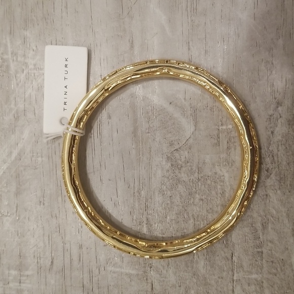 💕TRINA TURK💕 Textured Gold Bangle Bracelet NWT - Picture 1 of 11